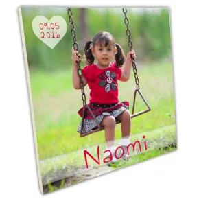 Foto op hout naam en datum