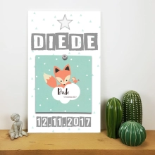 geboortebord met naam datum en geboortekaartje