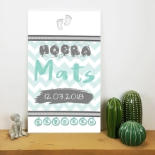 geboortebord met naam geboren zigzag