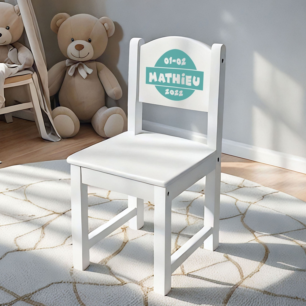 Kinderstoeltje met naam stamp | Kraamcadeau met naam | Geboortestoel