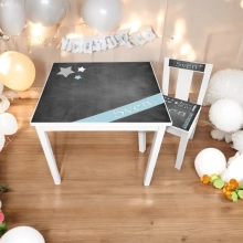 Kindertafel en stoel krijtbord sterren