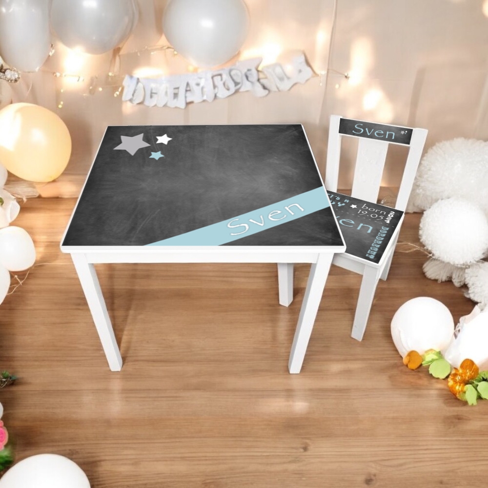 Tafel en stoel krijtbord | Kindertafel en stoel met naam | Kraamkado