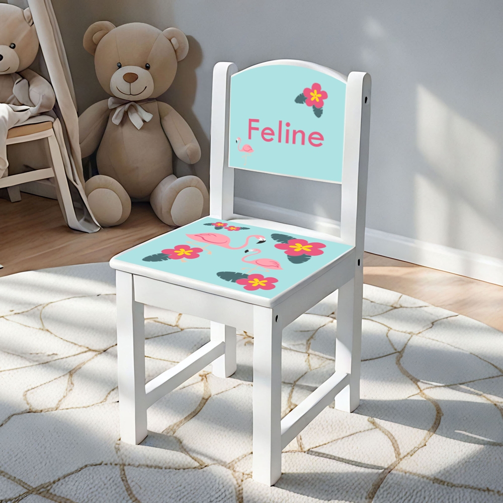 kinderstoeltje met naam flamingo | kraamcadeau met naam | stoeltje