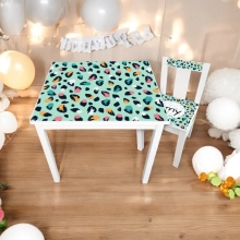 Tafel en stoel set gekleurde panter