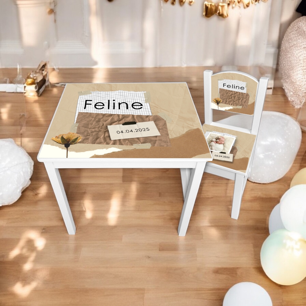 Tafel en stoel tape | Kindertafel en stoeltje met naam | Kraamcadeau
