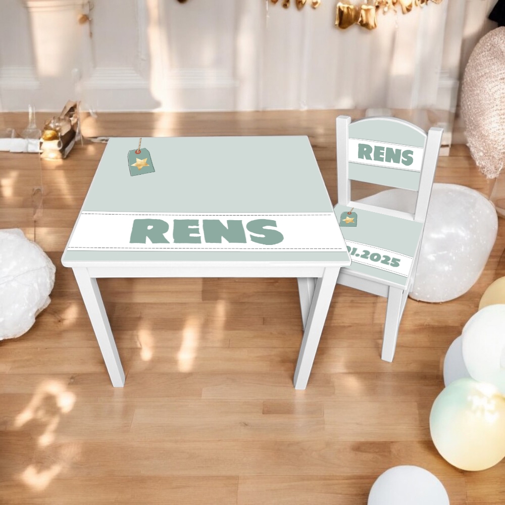 Tafel en stoel ster band |Kindertafel en stoeltje met naam|Kraamcadeau
