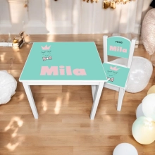 Tafel en stoel met naam Mister/Miss