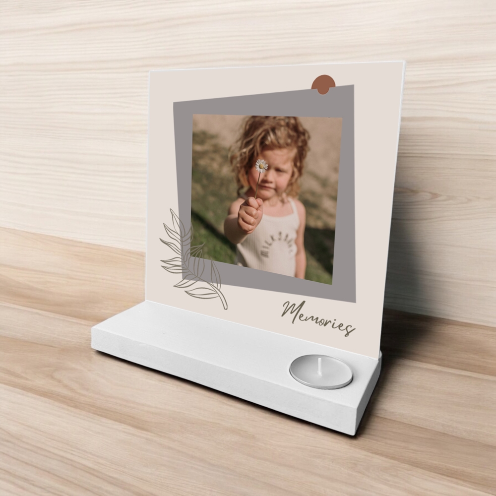 Houten standaard met foto | Foto op hout | Kraamcadeau