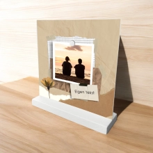 houten standaard met foto tape