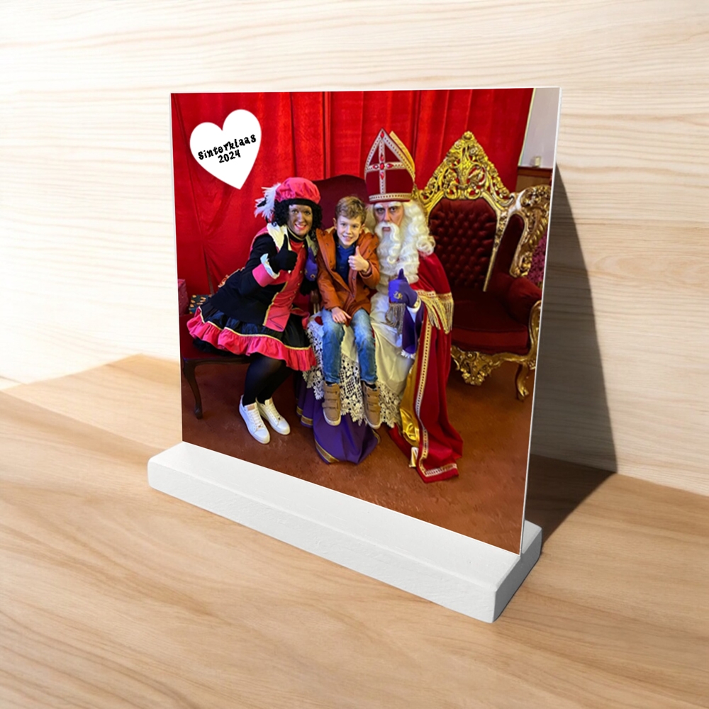 Houten standaard met foto | Print op hout | Kraamcadeau