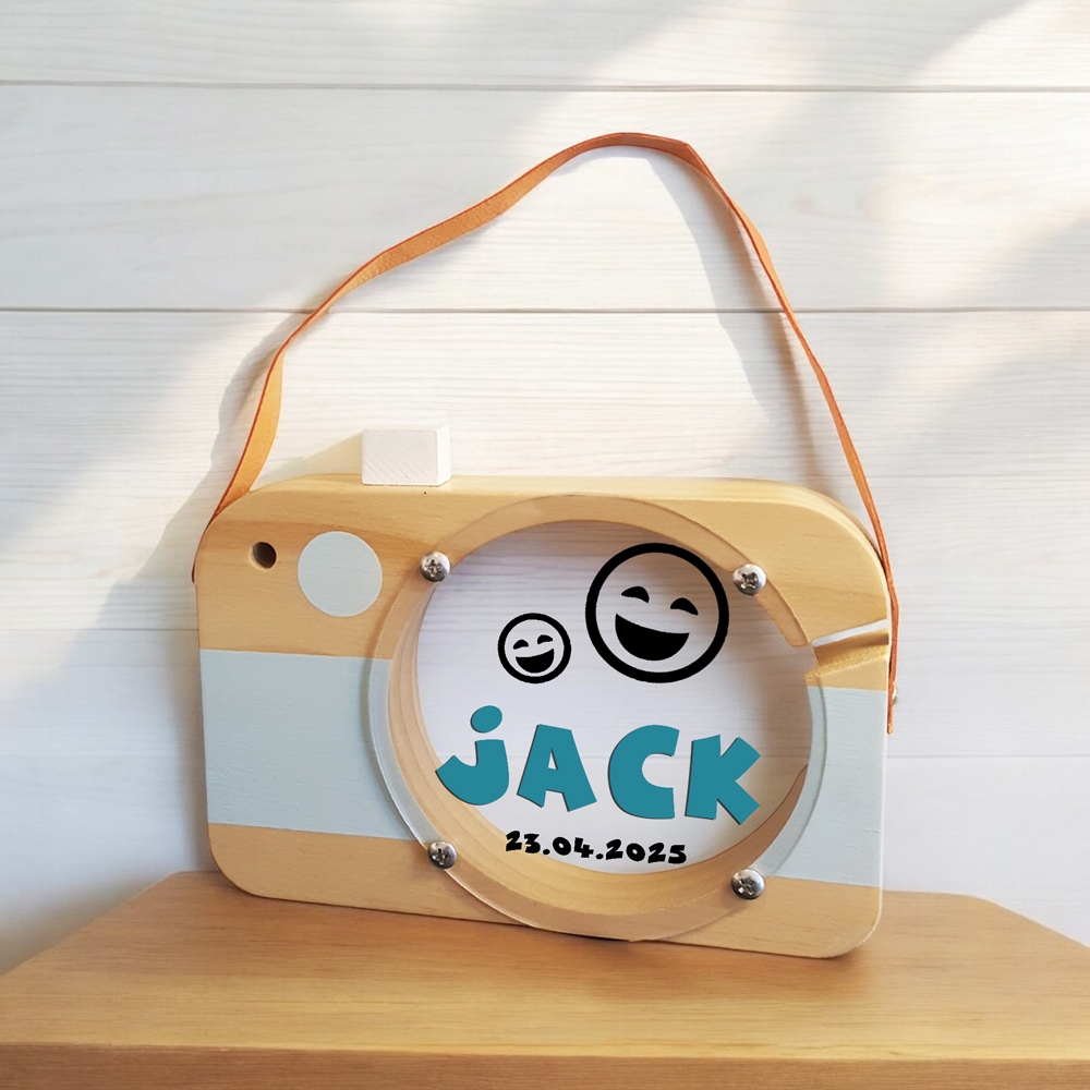 Spaarpot camera met naam | Kraamcadeau met naam | Kinderspaarpot