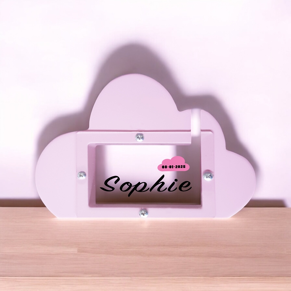 Spaarpot wolk met naam | Kraamcadeau met naam | Houten kinderspaarpot