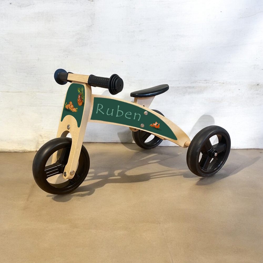 Loopfiets 2 in 1 met naam animals | Loopfiets vanaf 1 jaar | Loopfiets