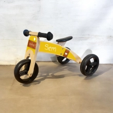 Houten loopfiets 2 in 1 eigen ontwerp