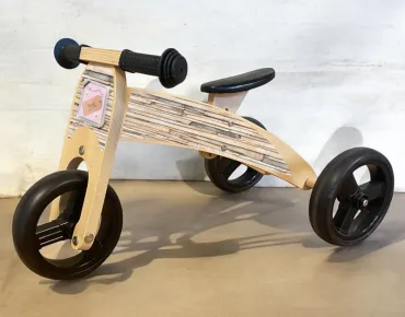 2 in 1 loopfiets geboortekaartje hout