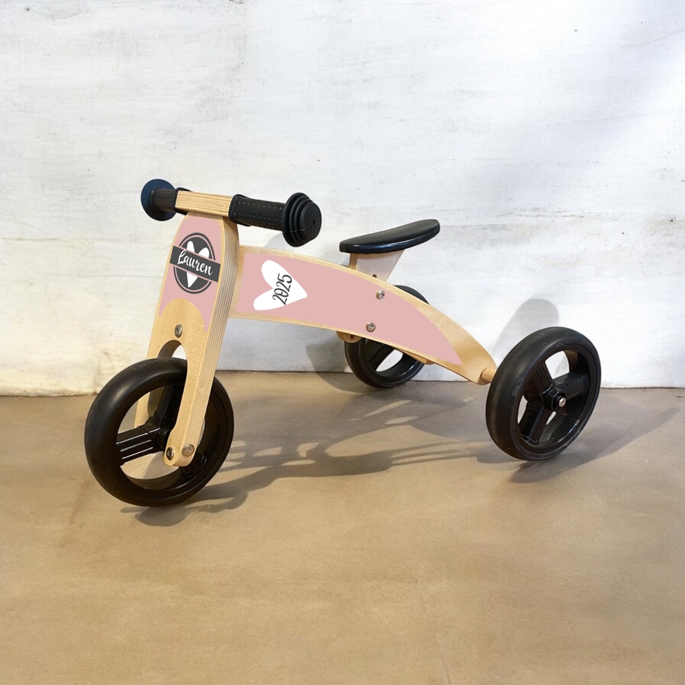 Loopfiets 2 in 1 met naam stempel | Loopfiets 1 jaar | Driewieler