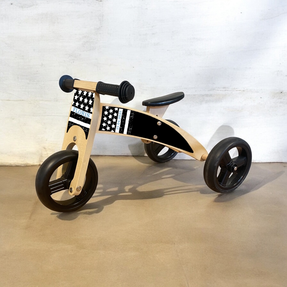 Loopfiets 2 in 1 met naam ruig | Loopfiets 1 jaar | Driewieler