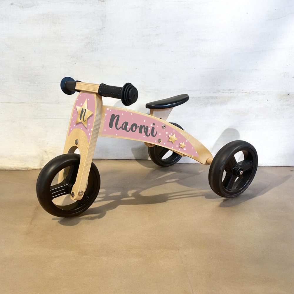 Loopfiets 2 in 1 golden star | Loopfiets 1 jaar | Kraamcadeau met naam