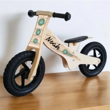 Loopfiets bruin hout met naam