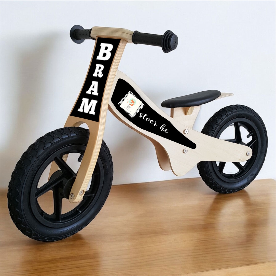 Loopfiets met geboortekaartje | Houten loopfiets | Loopfiets 2 jaar