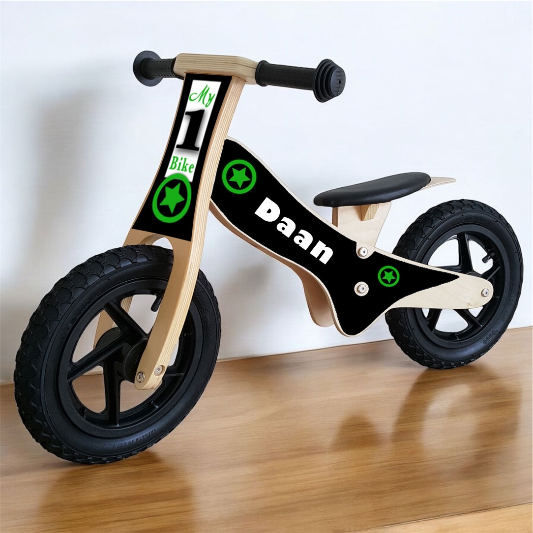 Loopfiets met naam round star | Houten loopfiets | Loopfiets 2 jaar