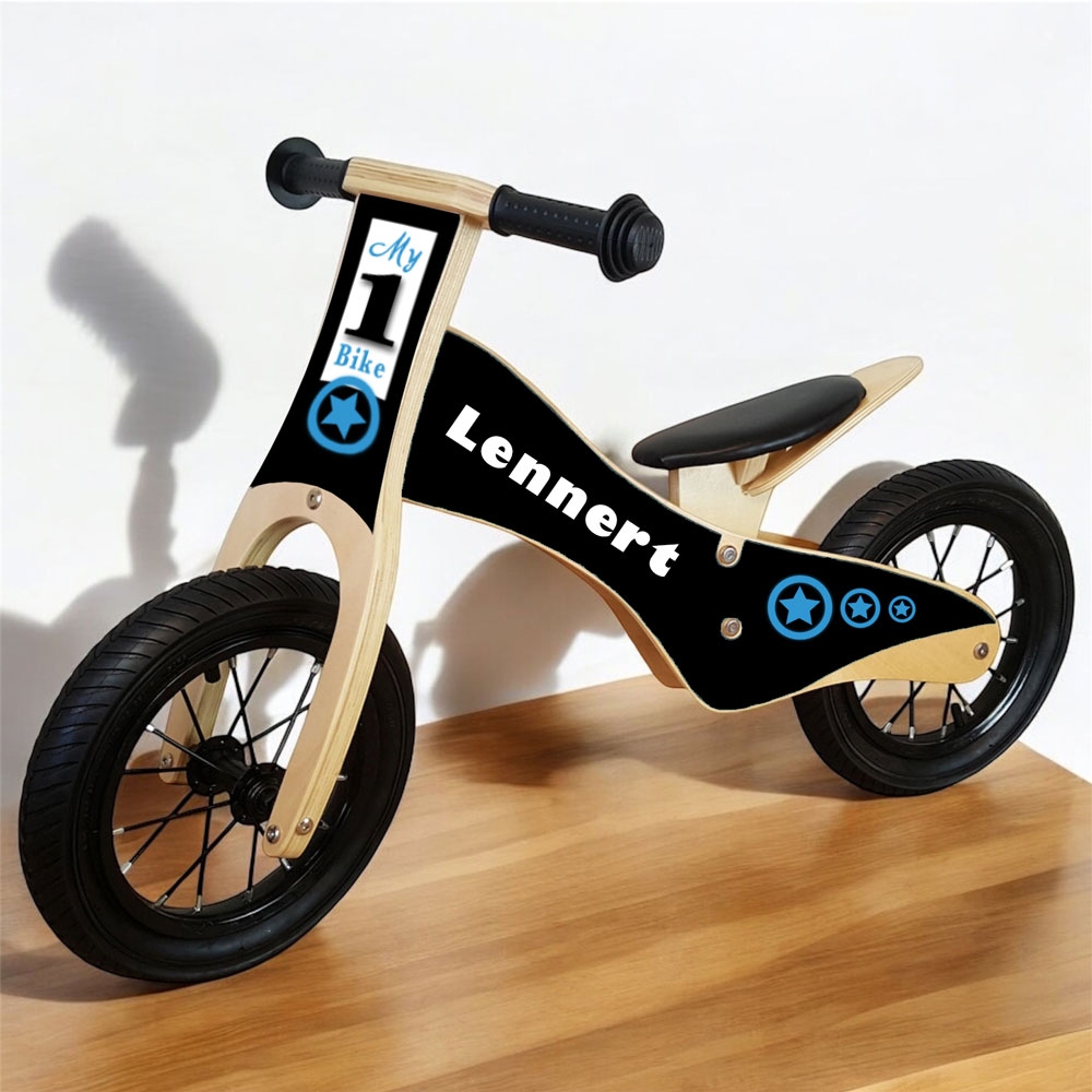 Loopfiets met naam round star | Houten loopfiets | Loopfiets 2 jaar