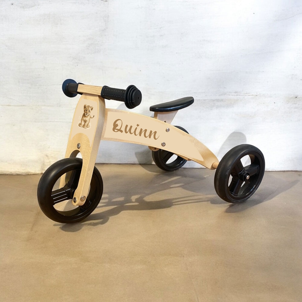 Loopfiets 2 in 1 met naam welpje | Loopfiets vanaf 1 jaar | Driewieler